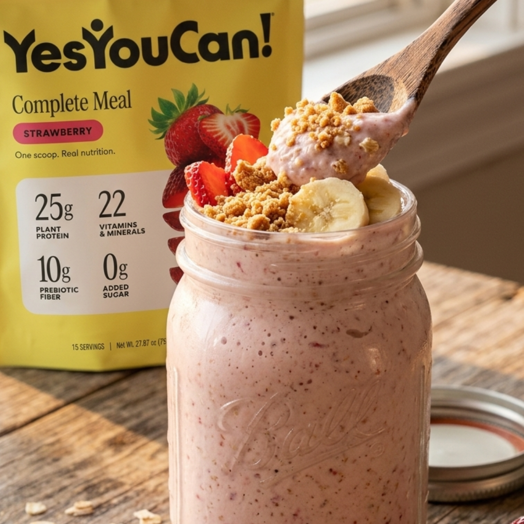 Strawberry Oat Protein Smoothie with Complete Meal